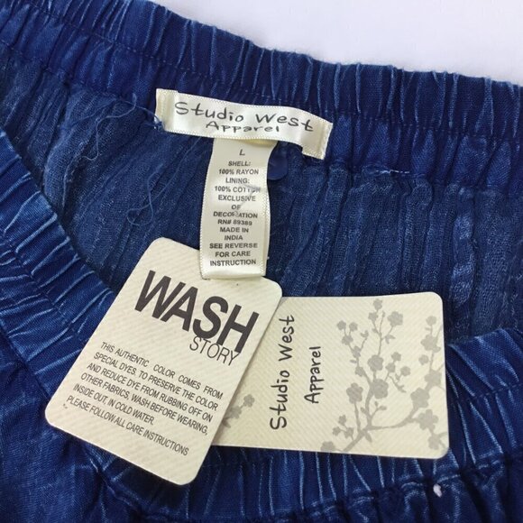 Studio West Apparel NWT Skirt Blue Elastic Tiered Sz 16 Pull On Dance Boho Denim - Picture 6 of 9